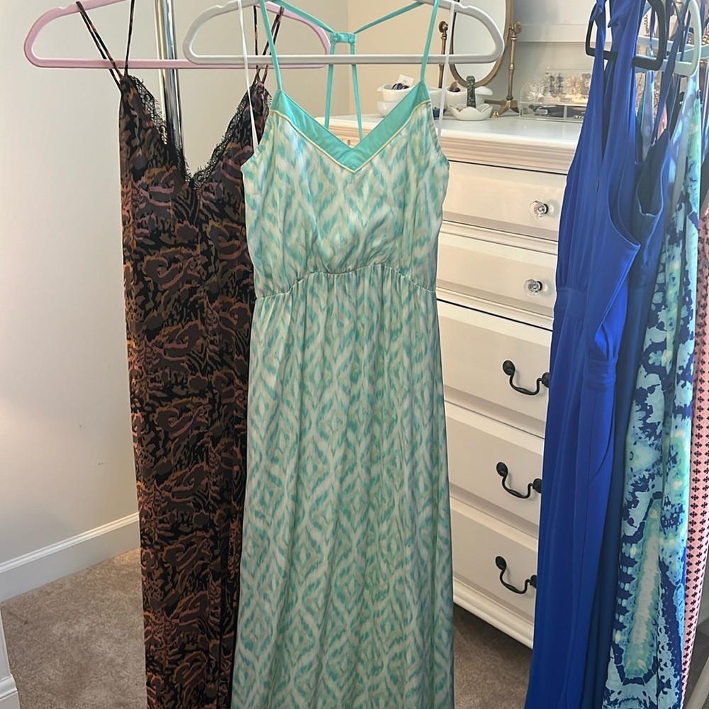 Blue & Green Maxi Formal Dress